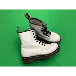 Dr. Martens 1460 White Softy T Smooth Leather Lace Up Combat Boots Size 7L